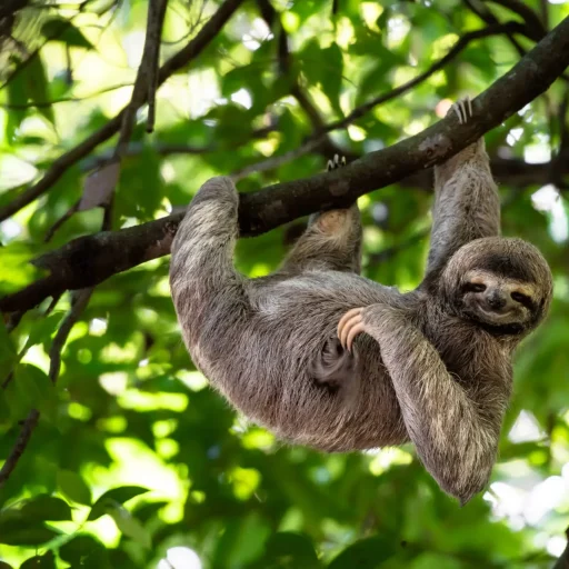 Cute,Sloth,Hanging,On,Tree,Branch,With,Funny,Face,Look,